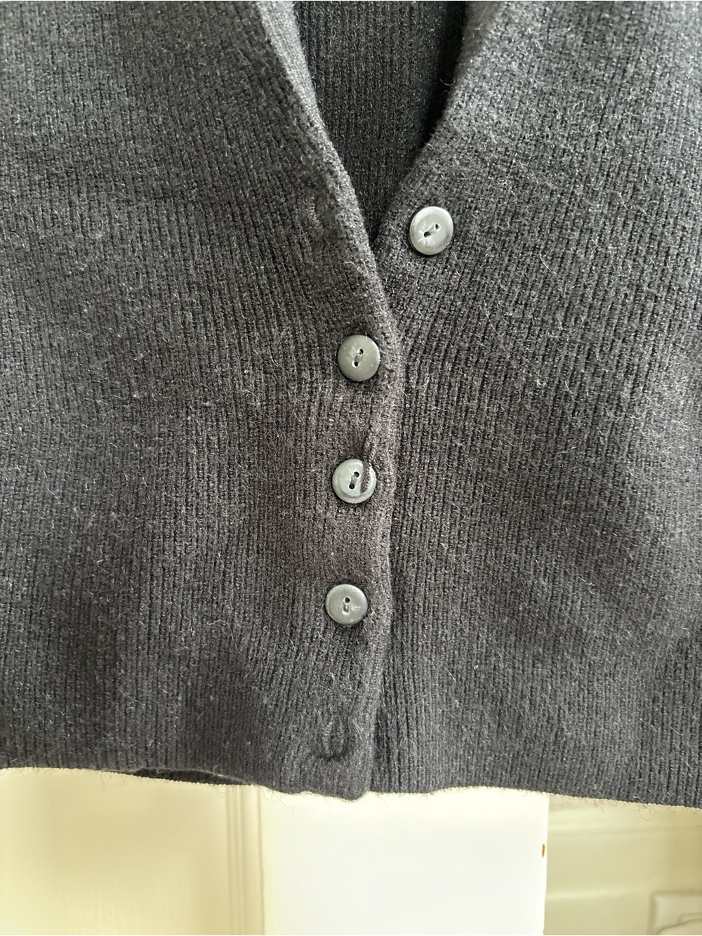 BDG Black Ribbed Button-Front V-Neck Vest - Picture 3 of 4